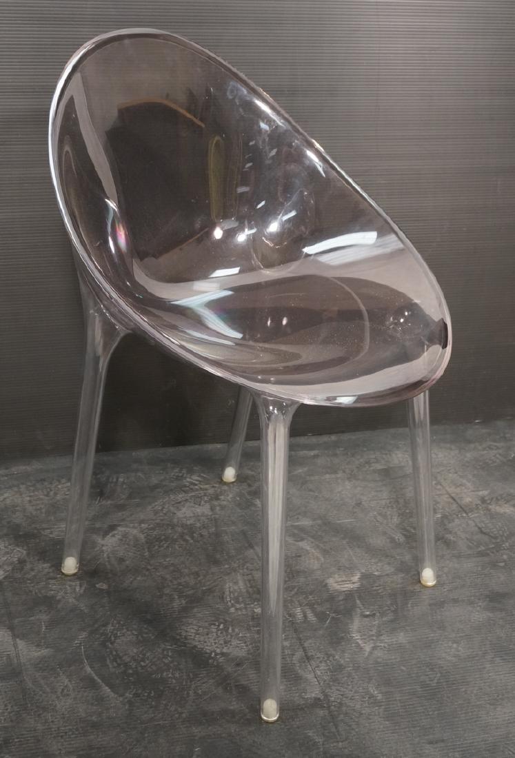 Kartell Mr Impossible STARK chair. Modernist Luci: Kartell Mr Impossible STARK chair. Modernist Lucite Shell Chair on 2 lucite legs. Smoked seat shell. Marked.-- Dimensions: H: 33.5 inches: W: 21.5 inches: D: 21.5 inches ---