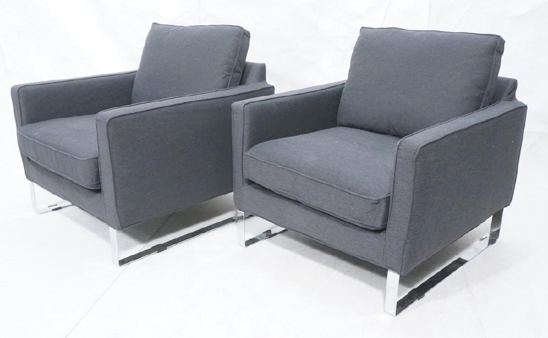 Pr Gray Tweed Chrome Leg Lounge Chairs. Thin flat (1 of 8)