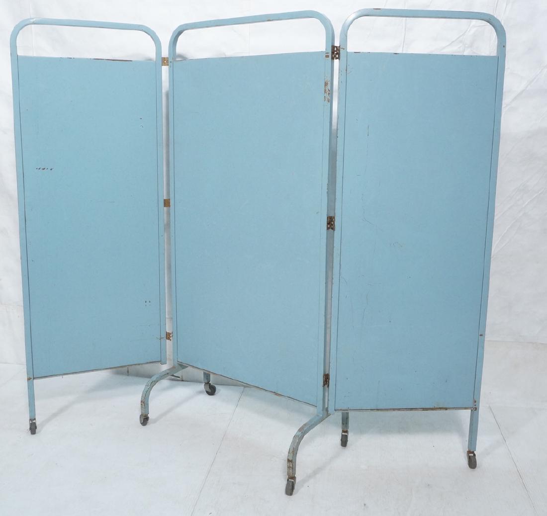 Industrial 3 Panel Blue Metal Folding Screen. Pla (1 of 10)
