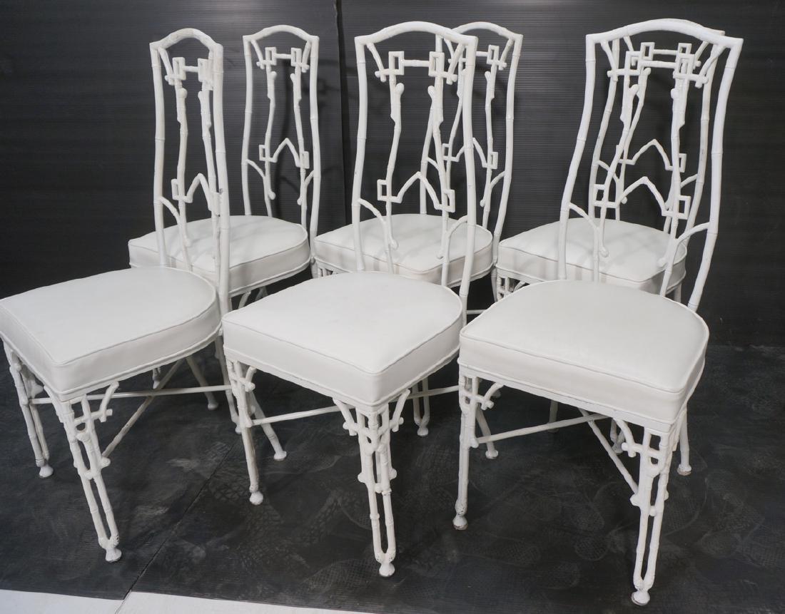 6 White Painted Aluminum Faux Bamboo Dining Chair (1 of 10)
