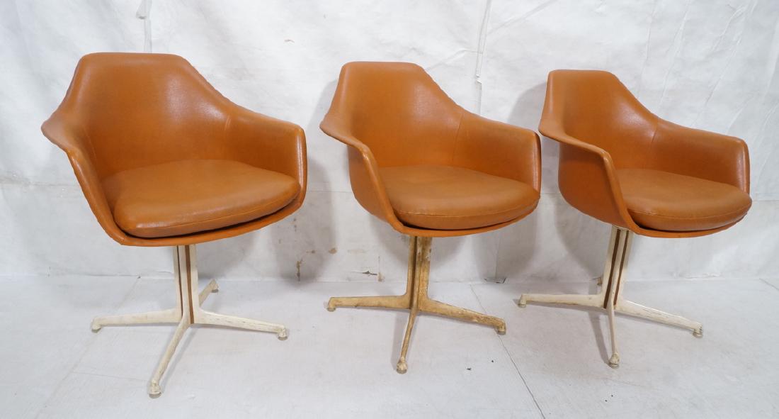 3 BURKE Orange Vinyl Shell Chairs on White Pedest (1 of 10)
