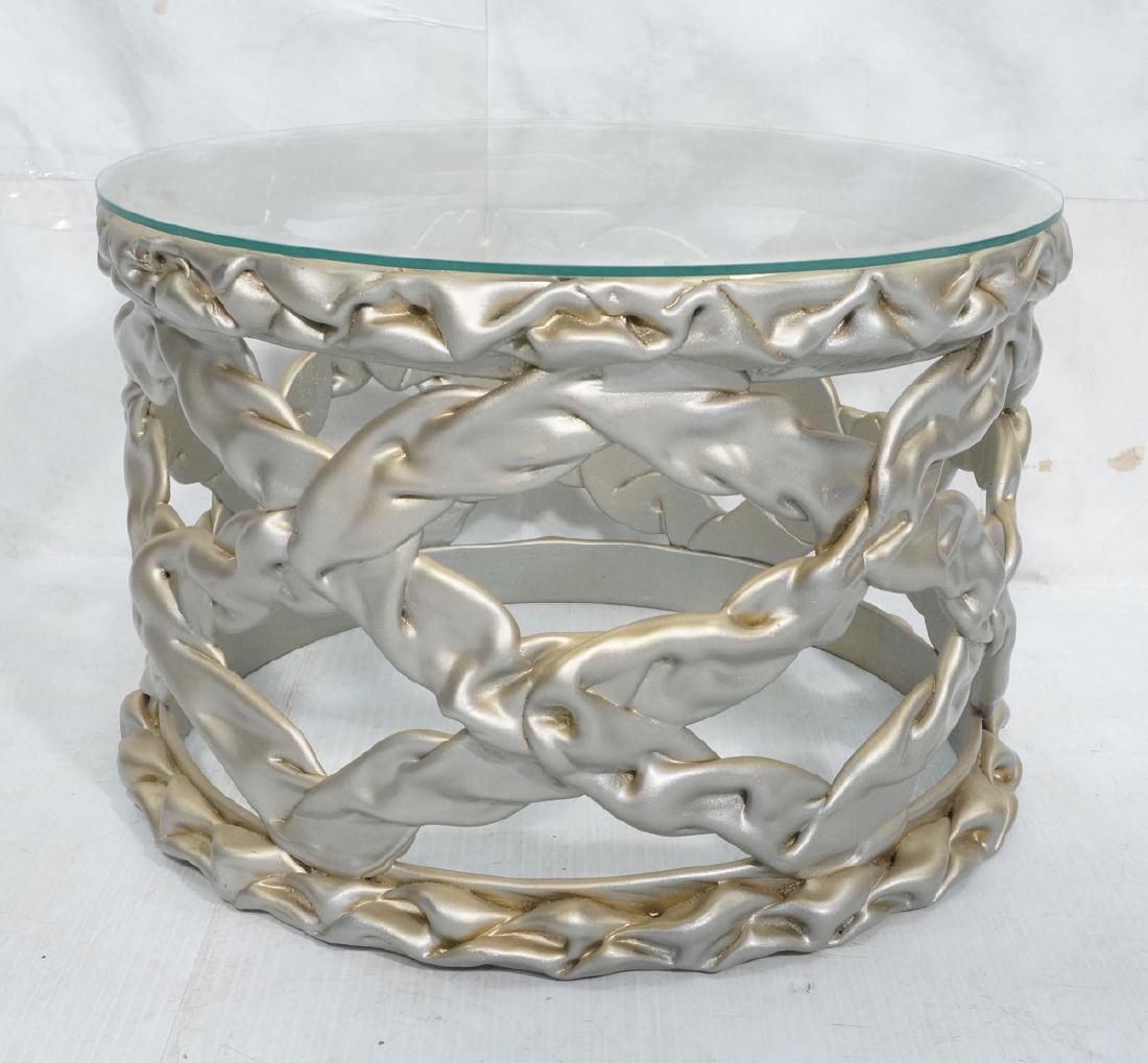 TONY DUQUETTE 70s Modern Taffy Table. Gold painte (1 of 8)