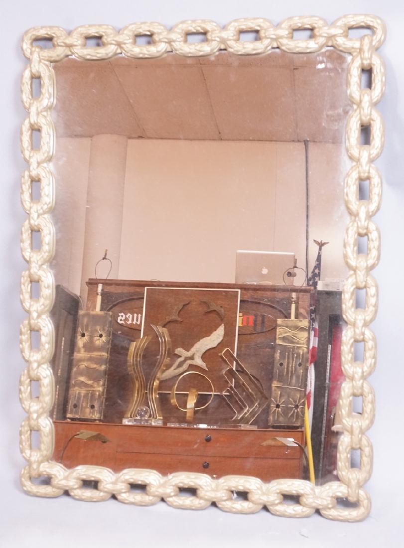 Cast Metal Chain Link Frame Wall Mirror. Matte go (1 of 8)