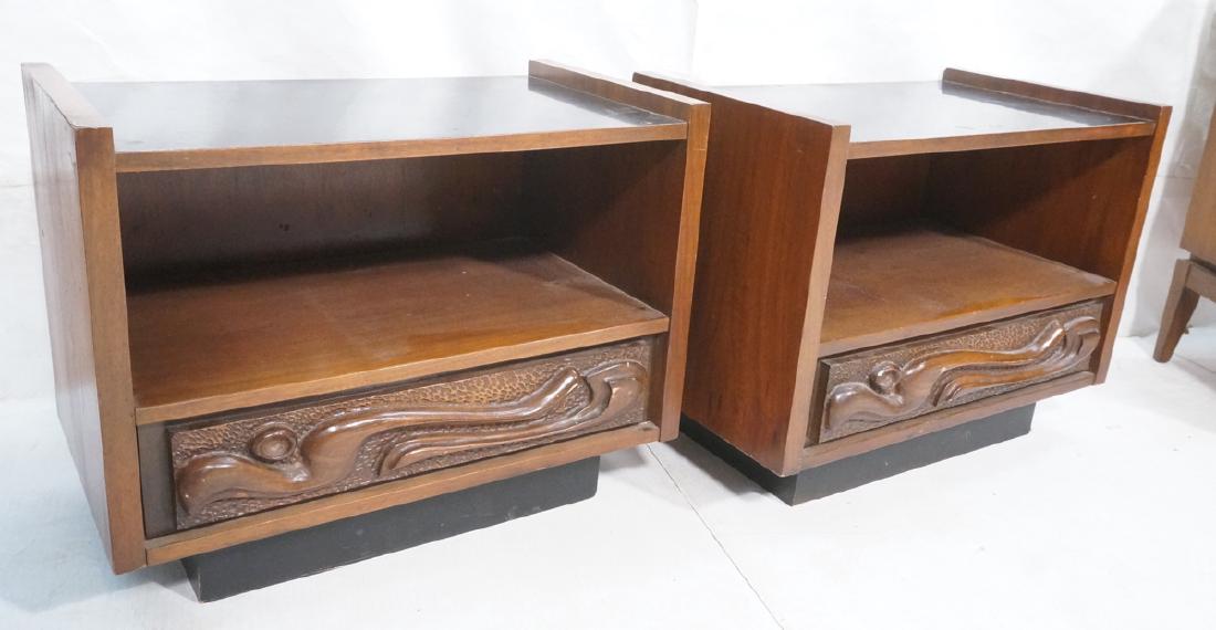 Pr Walnut Side Table Night Stands. Walnut case wi (1 of 10)