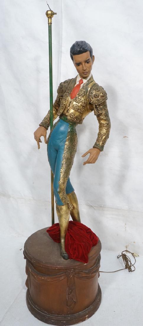 Figural Matador Floor Lamp. Wood drum form base w (1 of 9)
