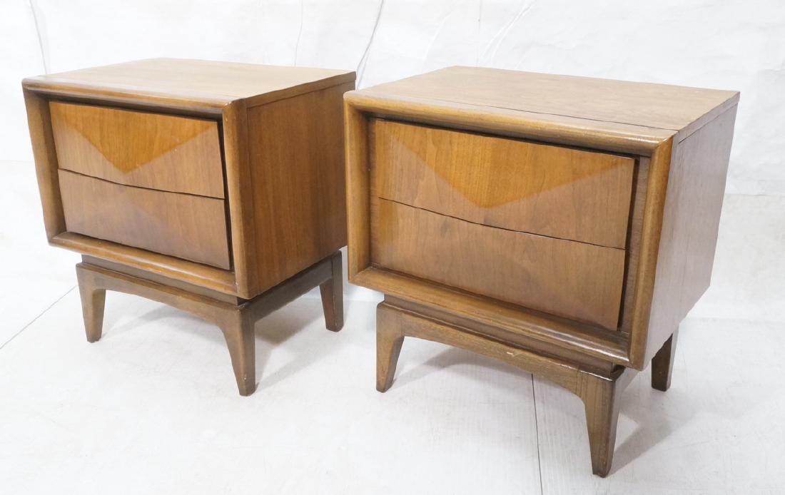 Pr UNITED Modern Walnut Diamond Front Night Stand (1 of 10)