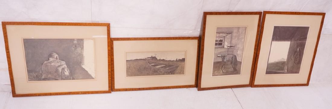 4 framed ANDREW WYETH Prints. Signature in print, (1 of 9)