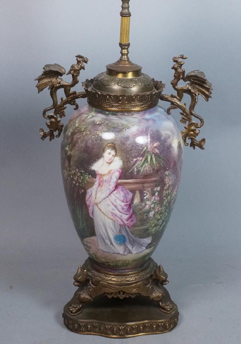 Antique Handpainted Porcelain Table Lamp. Bulbous (1 of 8)