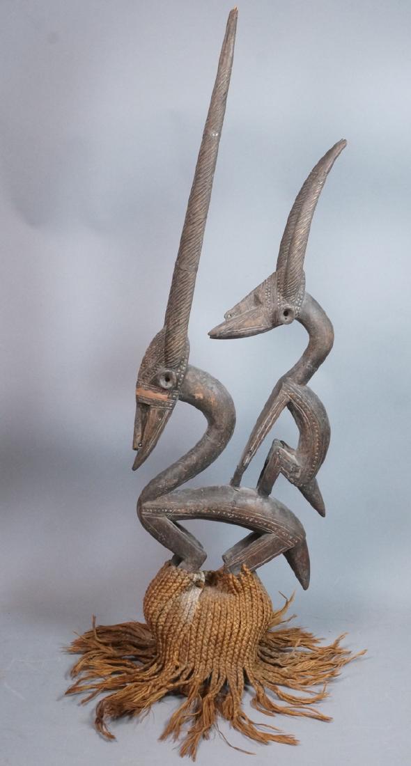 Lg Carved Wood African Sculpture. 2 long horn gaz (1 of 9)