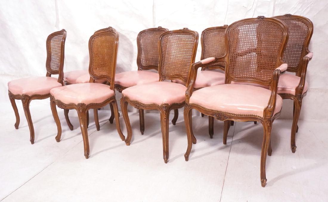 8 French Style Dining Chairs. Cane back on carved (1 of 9)