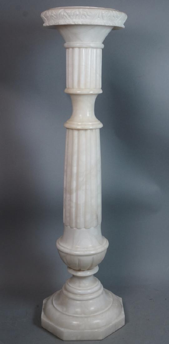 Carved Alabaster Display Pedestal. Fluted column (1 of 10)