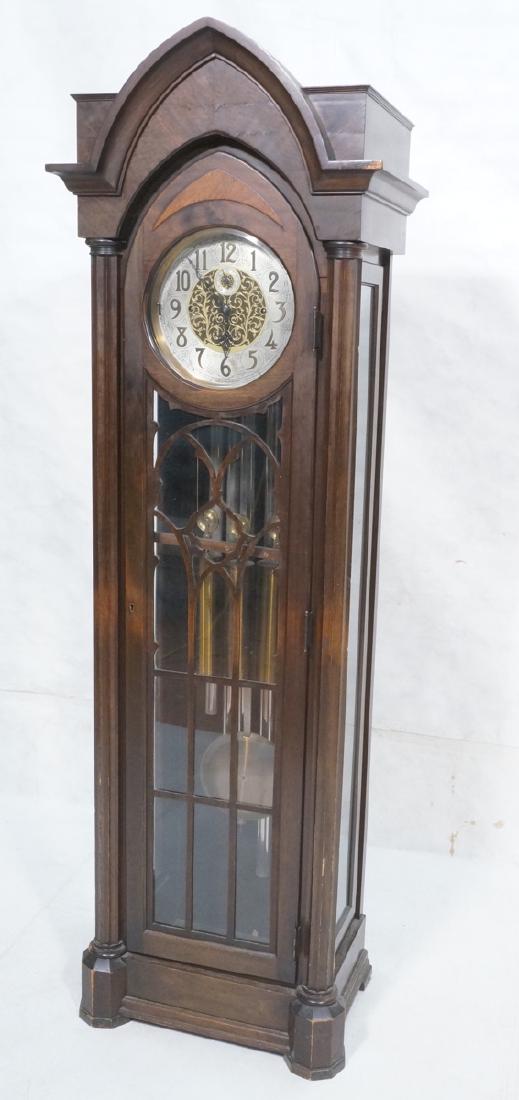 Mahogany Gothic Style Tall Case Clock. Wood fretw (1 of 10)