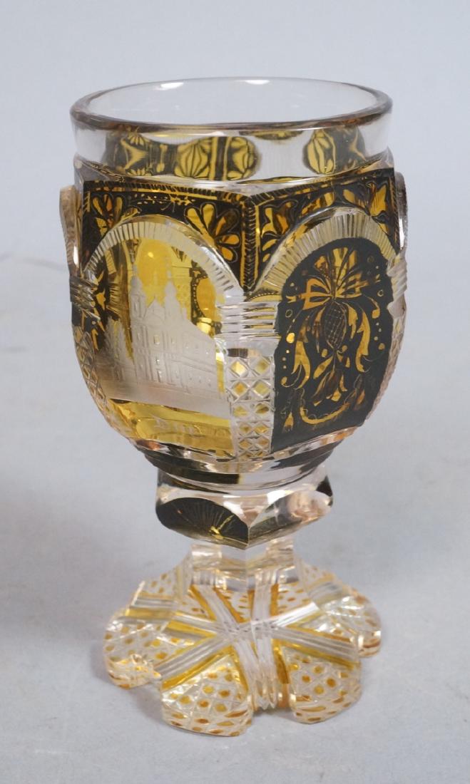 MOSER Style Etched Glass Goblet Chalice. 6 etched (1 of 10)