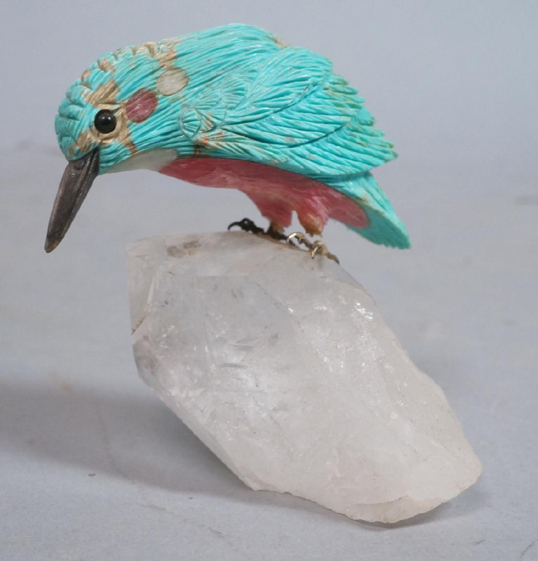 Carved Hard Stone Kingfisher Bird Figure Sculptur (1 of 10)
