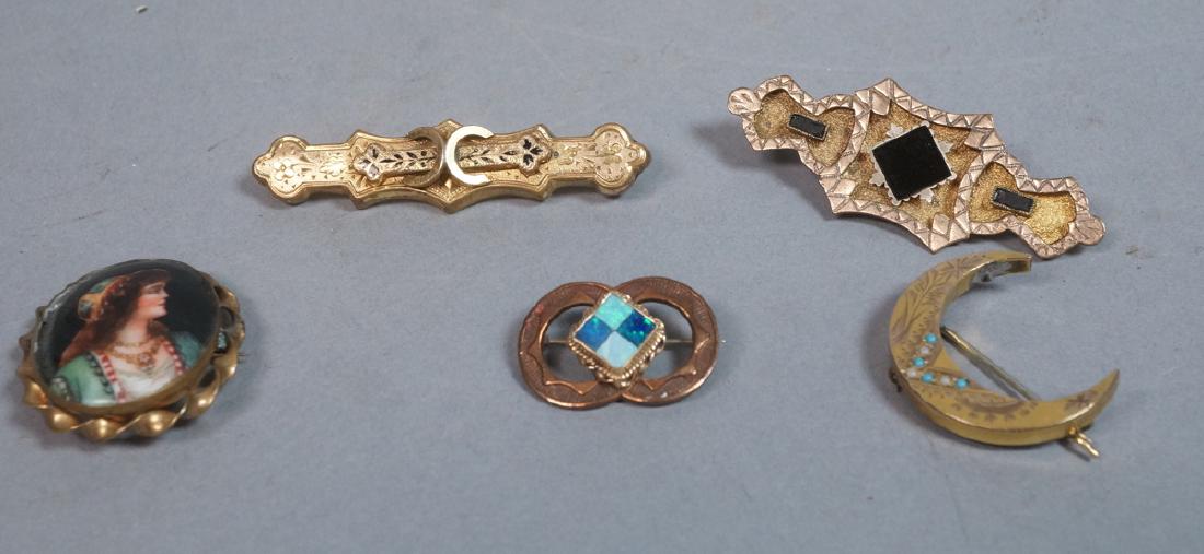 5pc Victorian Jewelry Lot Brooches & Pins. 1 cres (1 of 10)