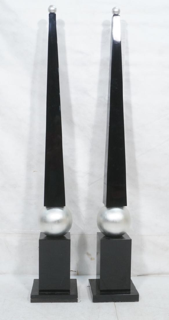 Pr 81" Black Lacquered Obelisk Floor Sculptures. (1 of 10)