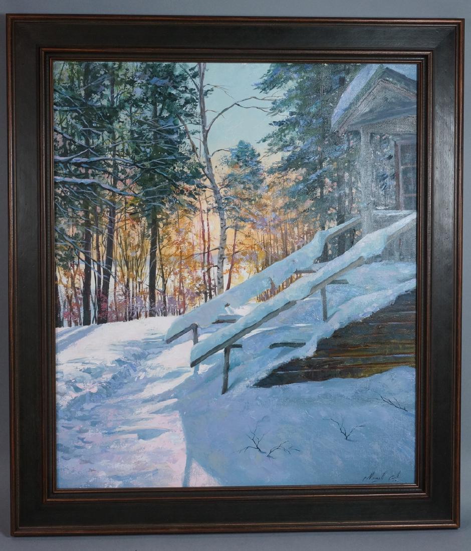 Signed Winter Landscape Oil Painting. Snowy steps (1 of 8)