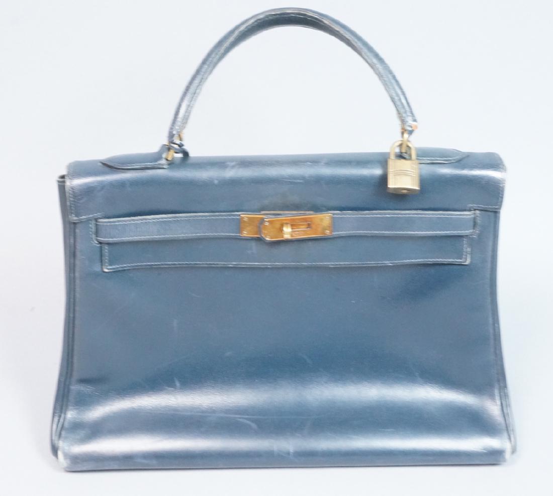 HERMES Paris Blue Leather Handbag Purse. Interior (1 of 8)