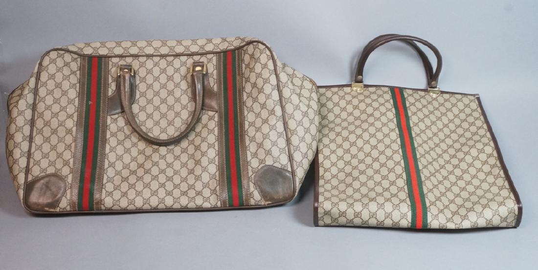 2 pc GUCCI Logo Bag Suitcase. Two strap handles s (1 of 8)