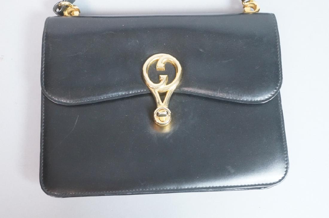 Black Leather GUCCI Handbag. Hand strap converts (1 of 9)