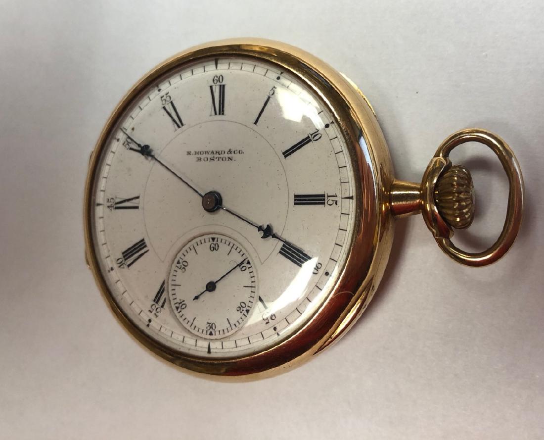 E HOWARD & Co 14K Gold Pocket watch with open fac (1 of 8)