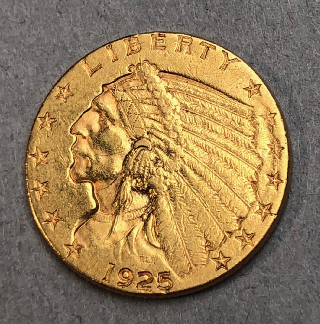 1925 Indian 2 1/2 Dollars Gold Coin. (1 of 2)