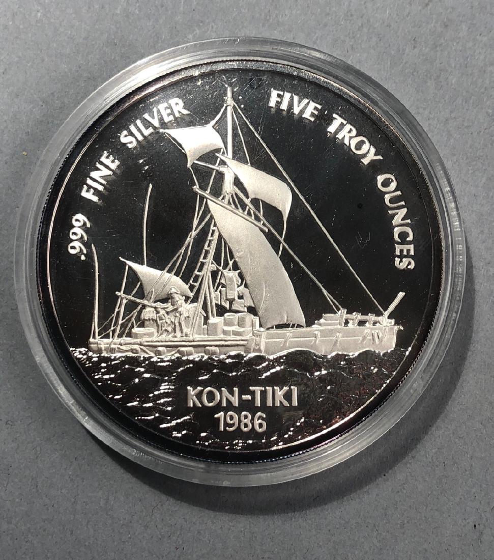 1986 Kon-Tiki 5 Troy Ounce .999 Silver (1 of 3)