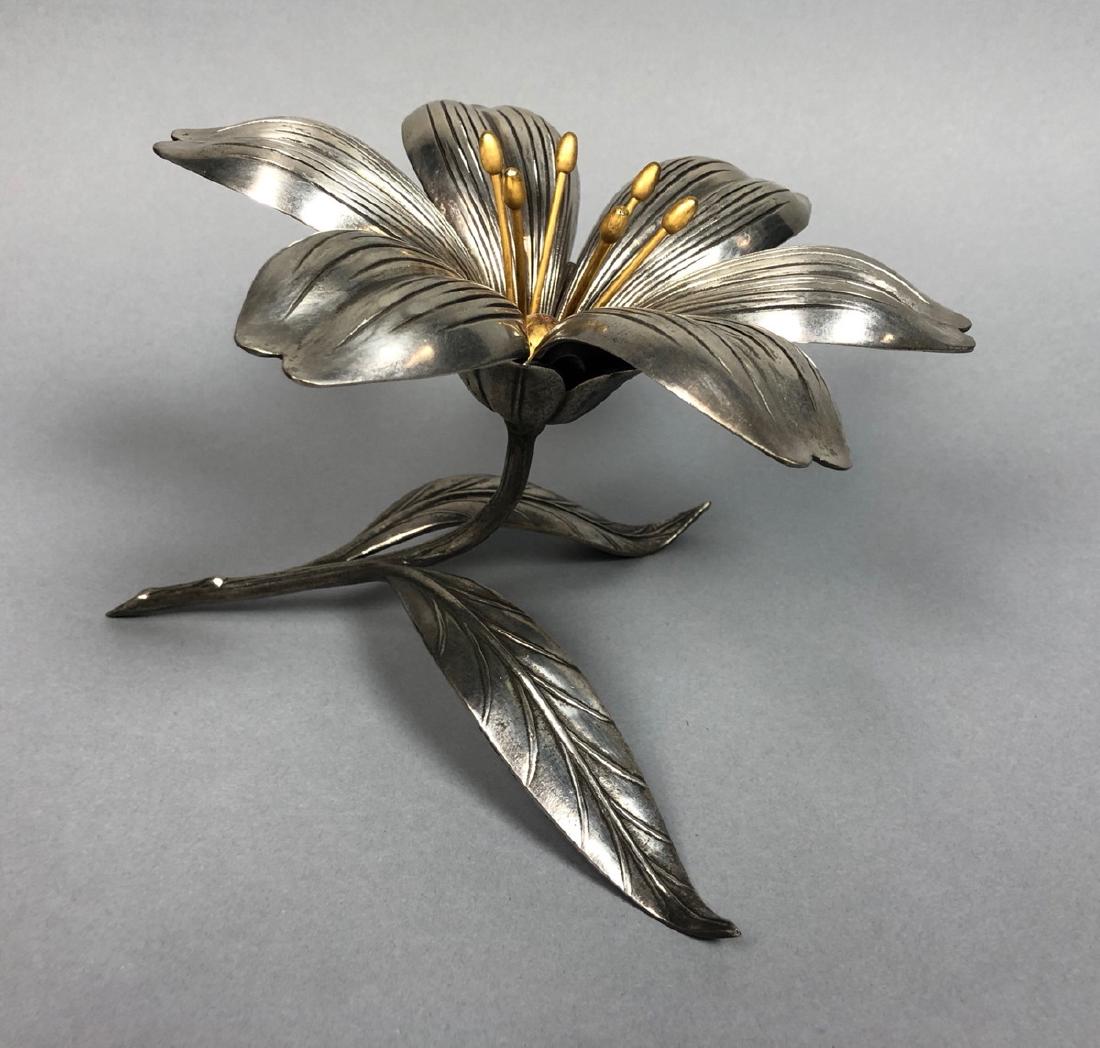 S. AGUDO Mix Metal Figural Floral Ashtray Sculptu (1 of 6)
