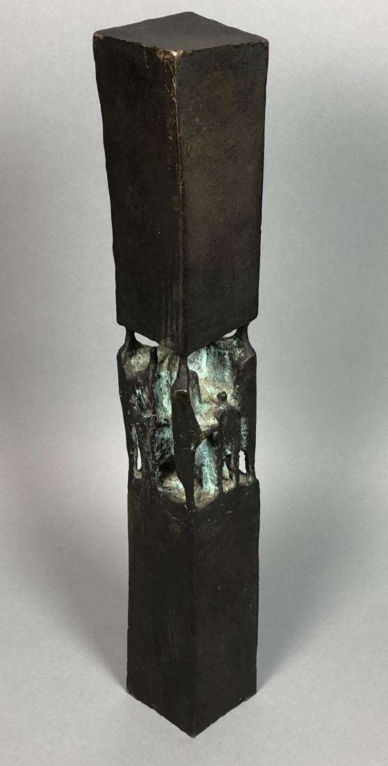 Signed GT 1970 Black Bronze Tall Figural Sculptur (1 of 6)