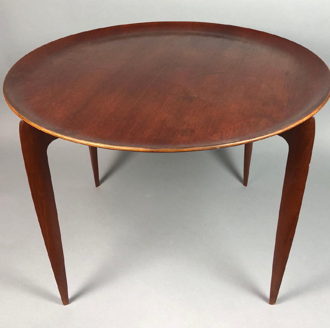 FRITZ HANSEN Danish Teak Tray Table. Large round (1 of 8)