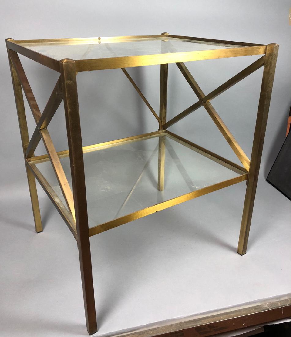 Two Tier Brass & Glass Side End Table. Brass Squa (1 of 7)