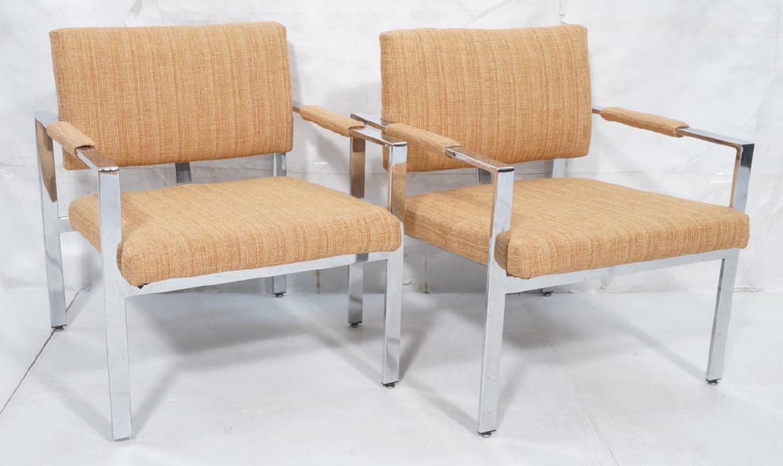 Pr Milo Baughman Chrome Lounge Chairs. Wide flat (1 of 10)