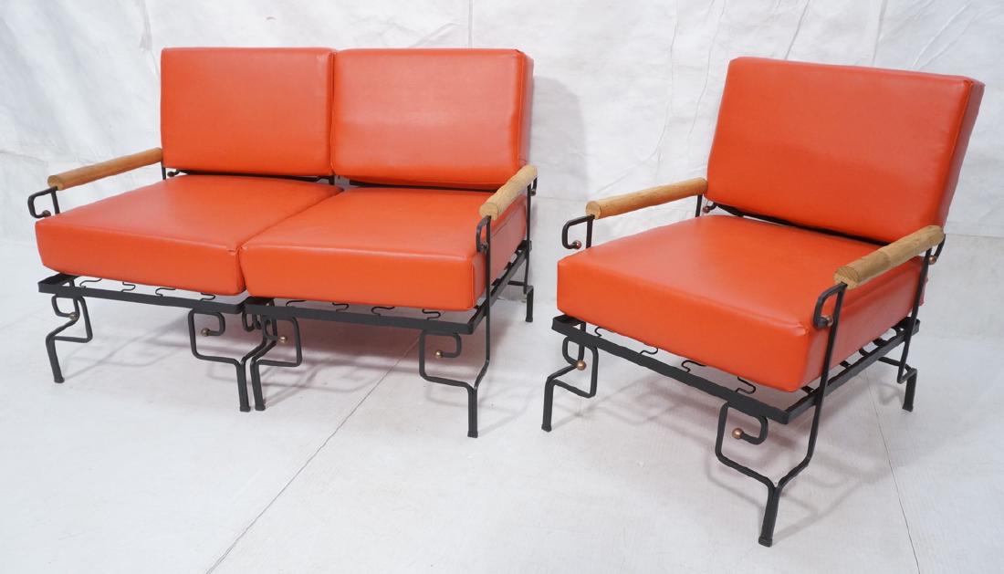 3pc Black Iron Lounge Chair, Love Seat.  Metal ta (1 of 9)