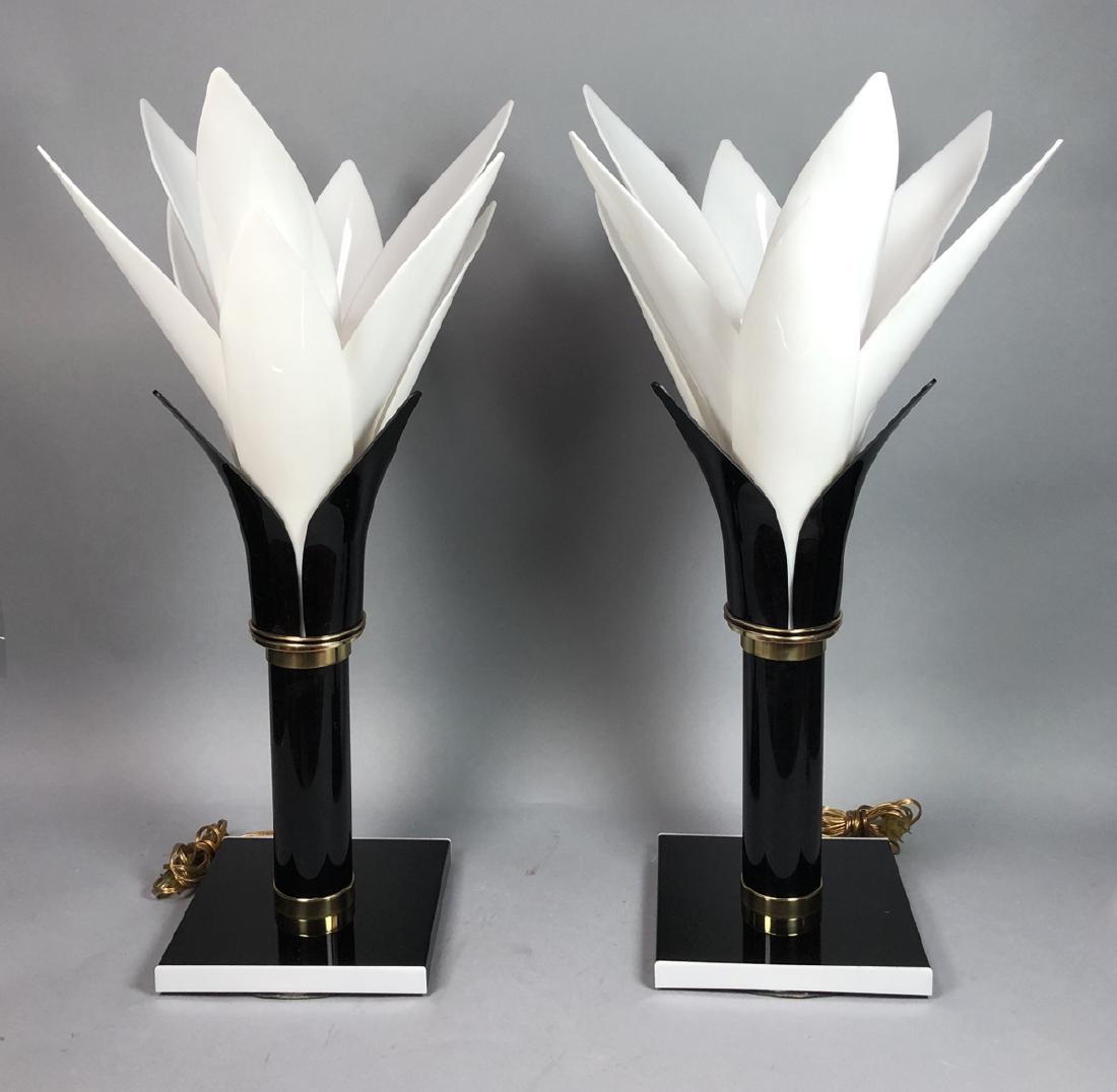 Pr ROUGIER  Molded Plastic Petal Table Lamps. Mod (1 of 7)