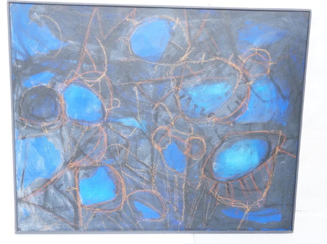 Modernist Abstract Acrylic Painting. Blue ground (1 of 8)