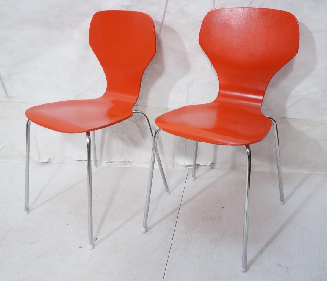 Pr Danish Red Molded Plywood Ant Chairs. PHOENIX (1 of 9)