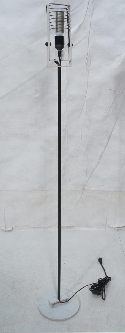 ARTEMIDE "Sintesi Terra" Modern Floor Lamp. Minim: ARTEMIDE "Sintesi Terra" Modern Floor Lamp. Minimalist metal form in black and white enamel paint. Designer Ernesto Gismondi. Marked.-- Dimensions: H: 52 inches: W: 11 inches: D: 9 inches ---