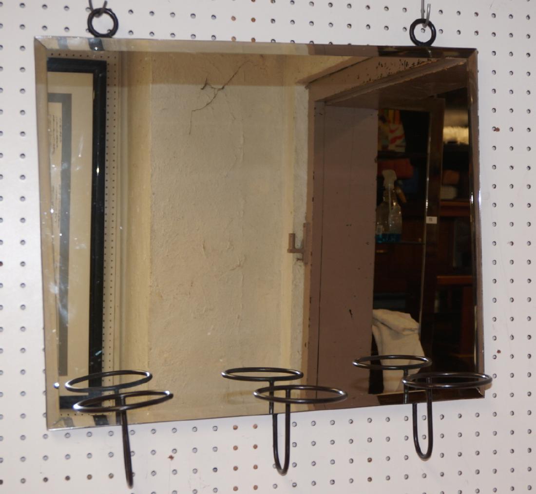 Modernist Hanging Wall Mirror Black iron hanging (1 of 7)