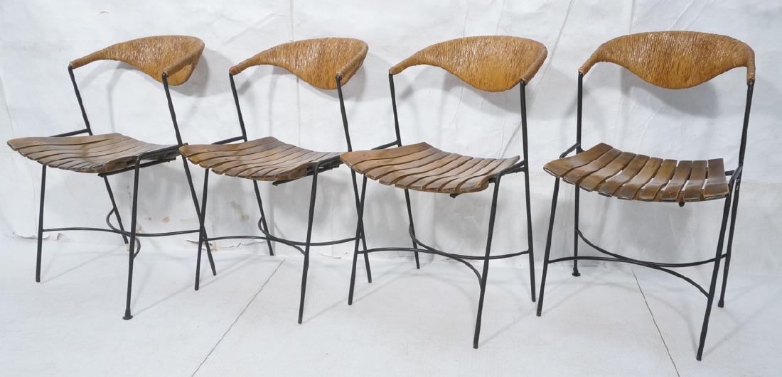 Set 4 ARTHUR UMANOFF Modern Slat Seat Side Chairs (1 of 8)