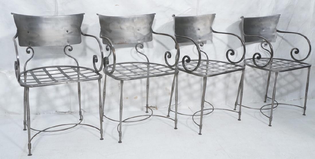 Set 4 Italian Brushed Steel Side Fancy Arm Chairs (1 of 9)