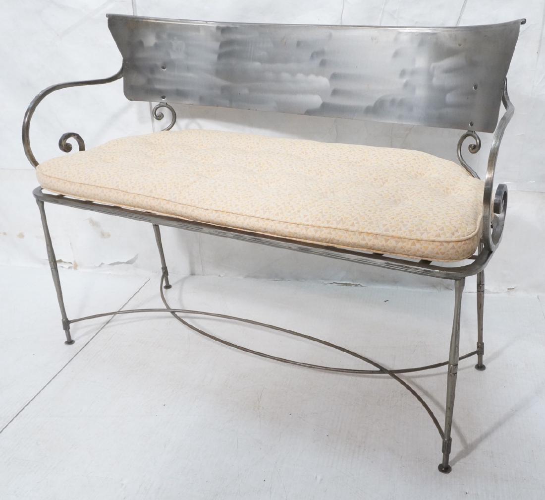 Italian Brushed Steel Settee Love Seat. Scroll de (1 of 8)