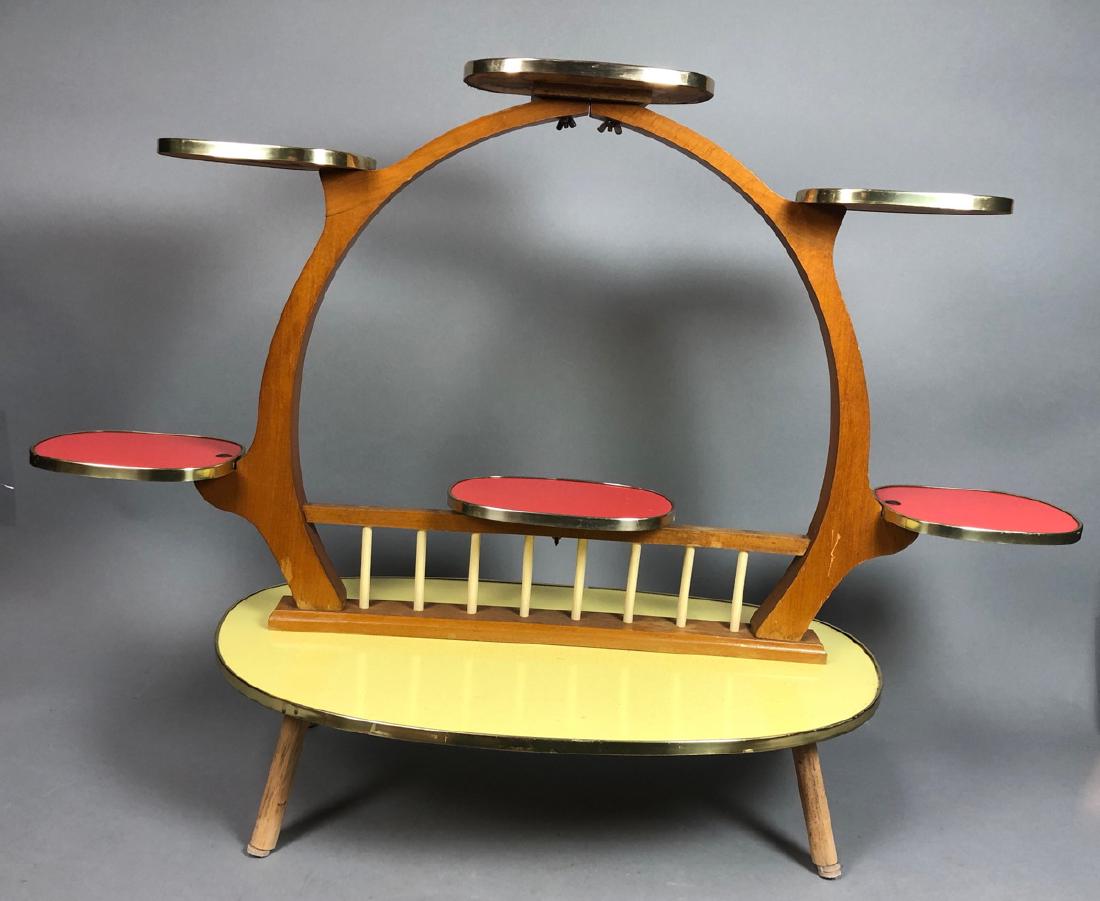 Retro Red & Yellow Laminate Plant Display Stand. (1 of 6)