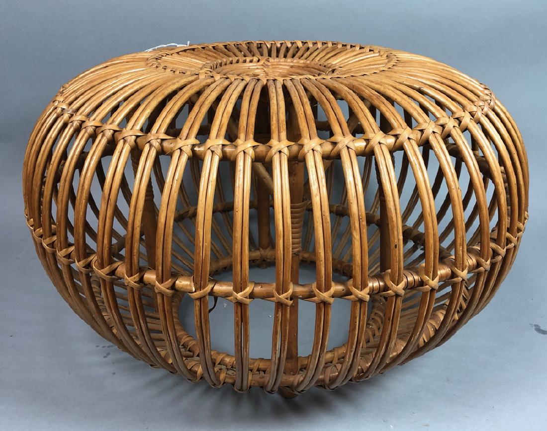 FRANCO ALBINI Woven Rattan Pouf Stool Ottoman. Bu (1 of 6)