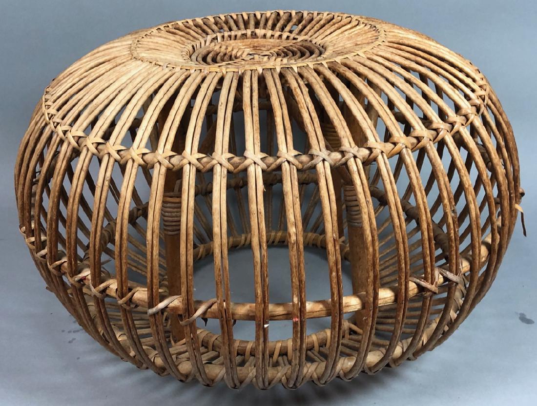FRANCO ALBINI Woven Rattan Pouf Stool Ottoman. Bu (1 of 7)
