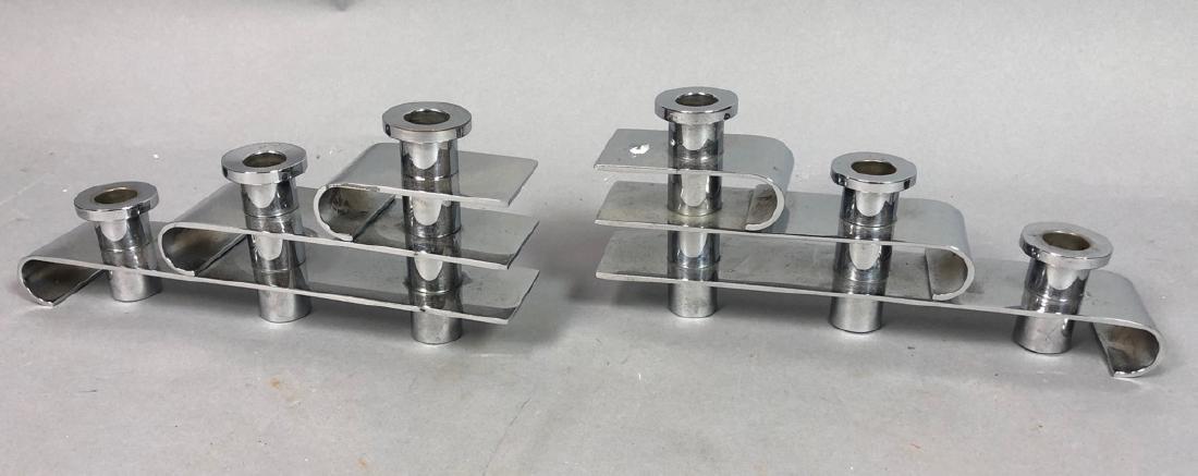 Pr Modern Chrome Art Deco style Candlesticks. Nor (1 of 6)