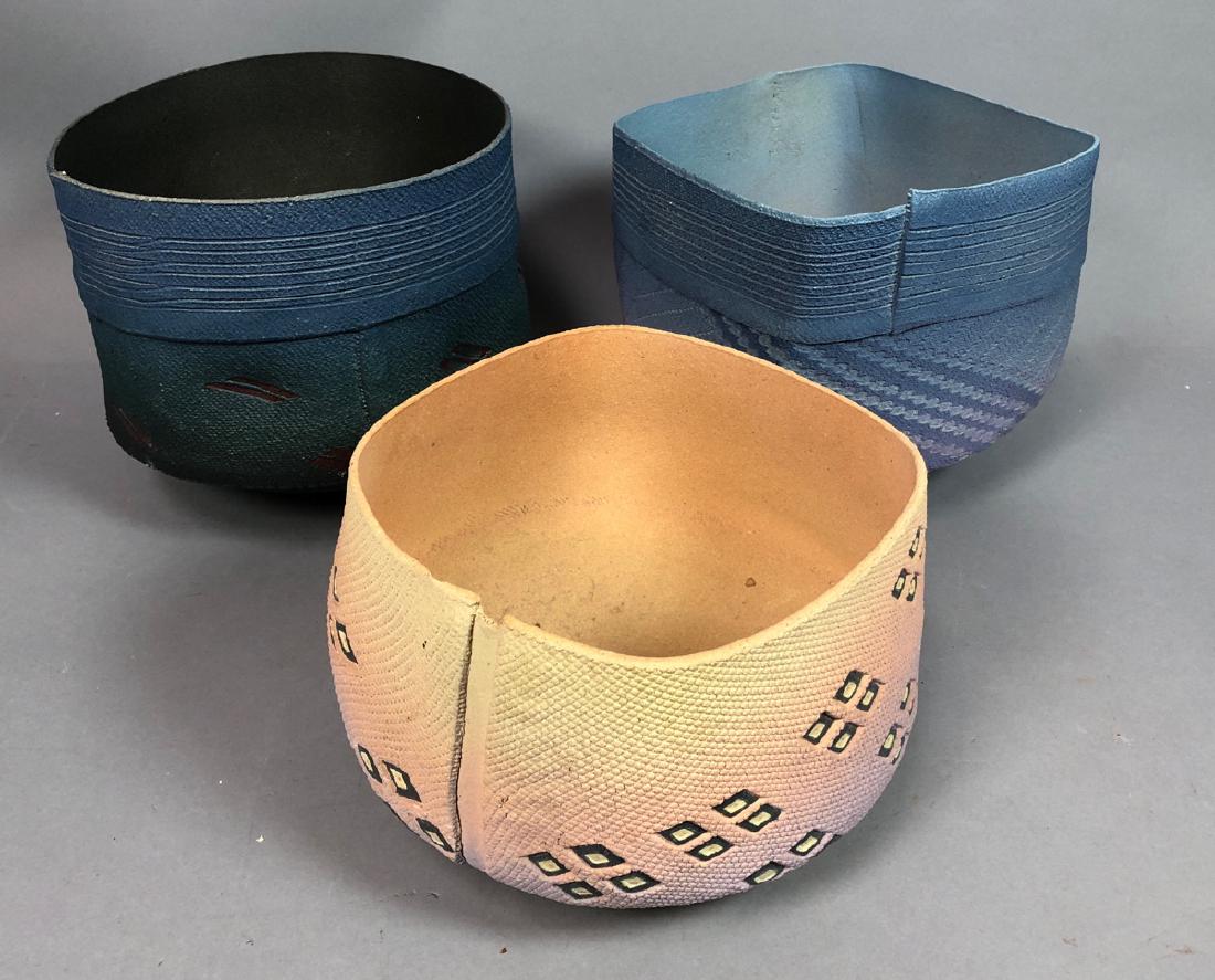 3pcs American Studio Pottery Ceramic Bowls. Two T (1 of 10)
