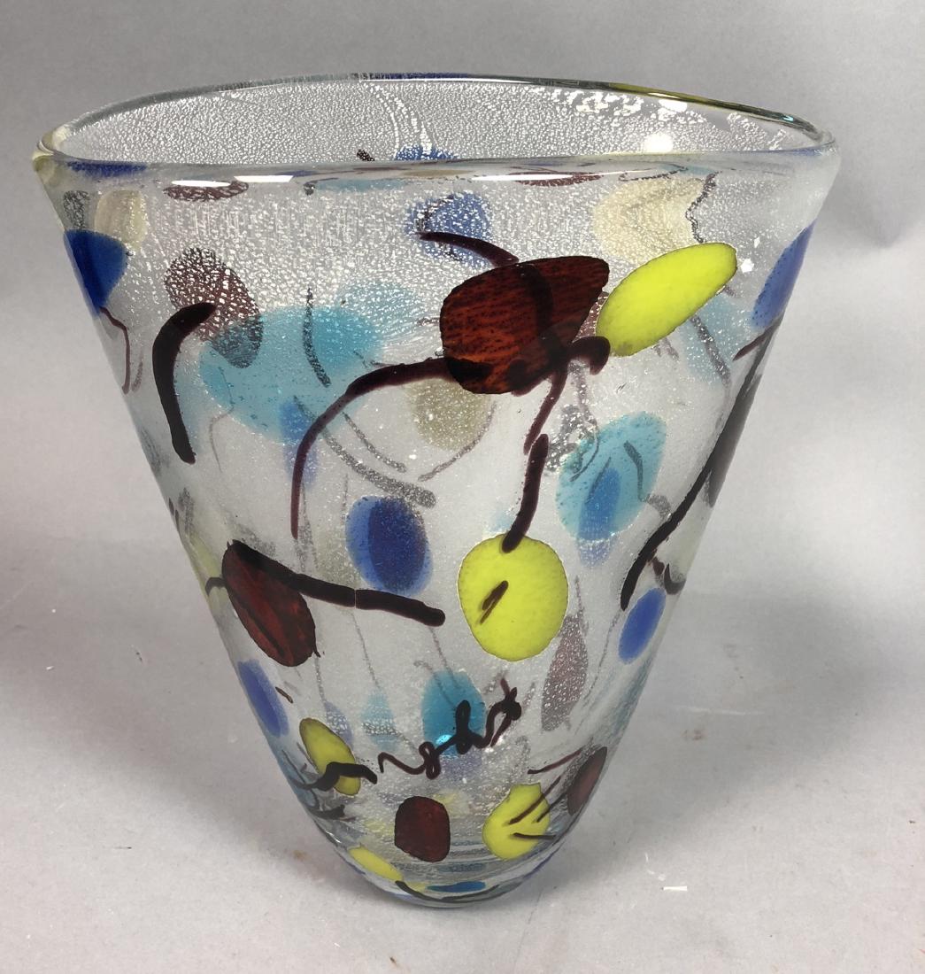 Large Murano Art Glass Vase.  Colorful with silve (1 of 8)