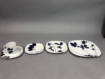 99pc Set of BLOCK China. "Sleepy Hollow" by NAOMI: 99pc Set of BLOCK China. "Sleepy Hollow" by NAOMI SAVAGE. White China with Graphic Floral Design. Marked. From Naomi Savage Estate. -- Dimensions: ---