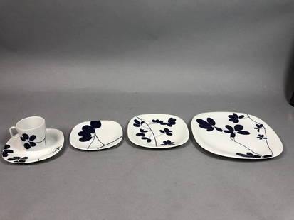 99pc Set of BLOCK China. "Sleepy Hollow" by NAOMI: 99pc Set of BLOCK China. "Sleepy Hollow" by NAOMI SAVAGE. White China with Graphic Floral Design. Marked. From Naomi Savage Estate. -- Dimensions: ---