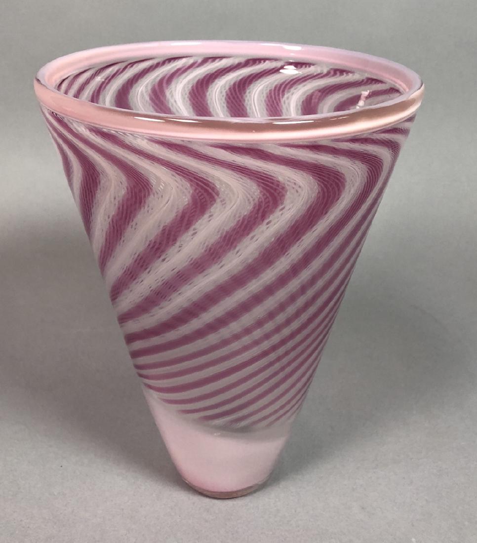 Signed WOT DELUXE  1978 Pink Modernist Art Glass (1 of 7)